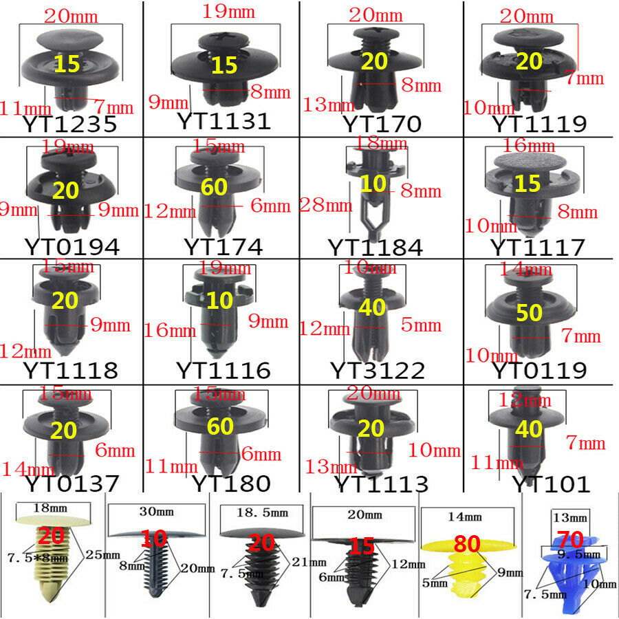 650PC Car Door Panel Bumper Fender Fastener Clips Retainer Rivet & Removal Tools