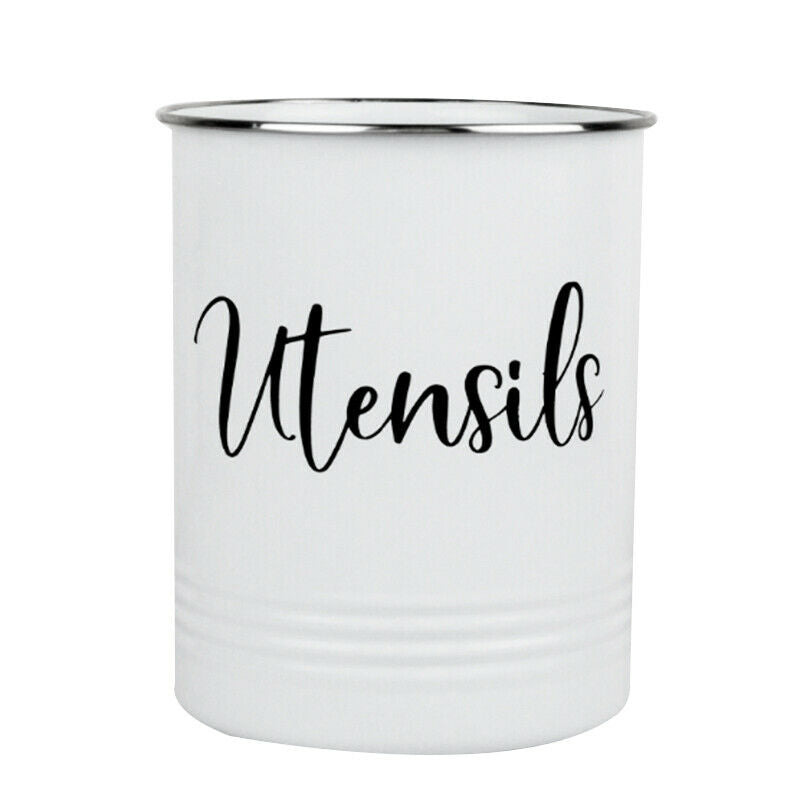 Kitchen Utensil Holder-Modern Farmhouse Kitchen Decor-White and Black Utensil Q7