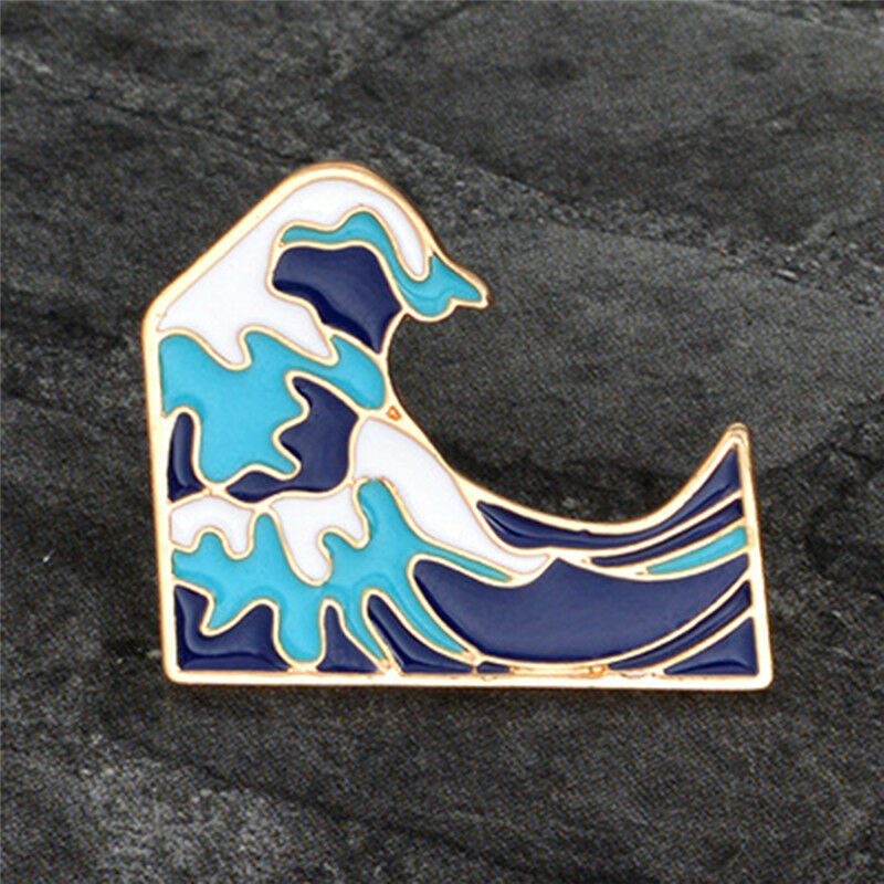 Simple Cartoon Girl Sea Wave Enamel Collar Pins Badge Corsage Brooch Jewel.l8