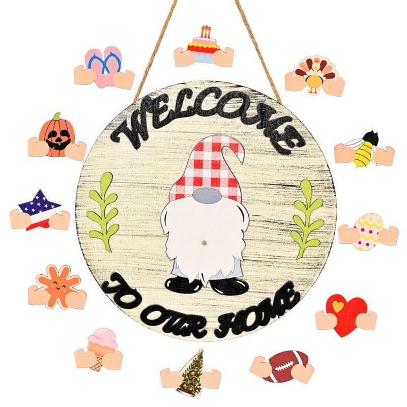 Gnome Door Hanger Seasonal Sign with Interchangeable Pieces Christmas Holiday
