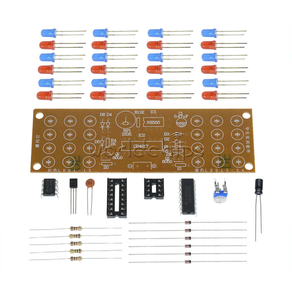 5PCS Red Blue Dual-Color Detonation Flashing Light DIY Kit Electronic Suit