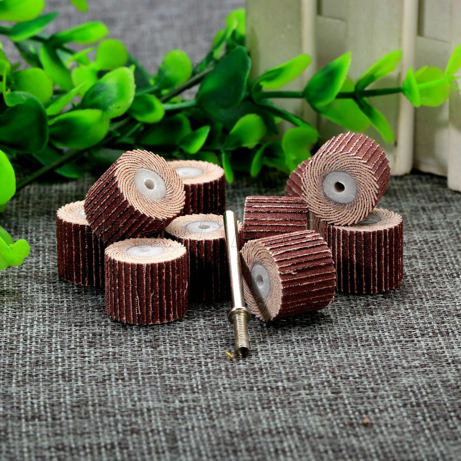 10Pc 240 Grit Buffing Sandpaper Flap Head Wheel with 1PC 3mm Mandrel Rotary Tool