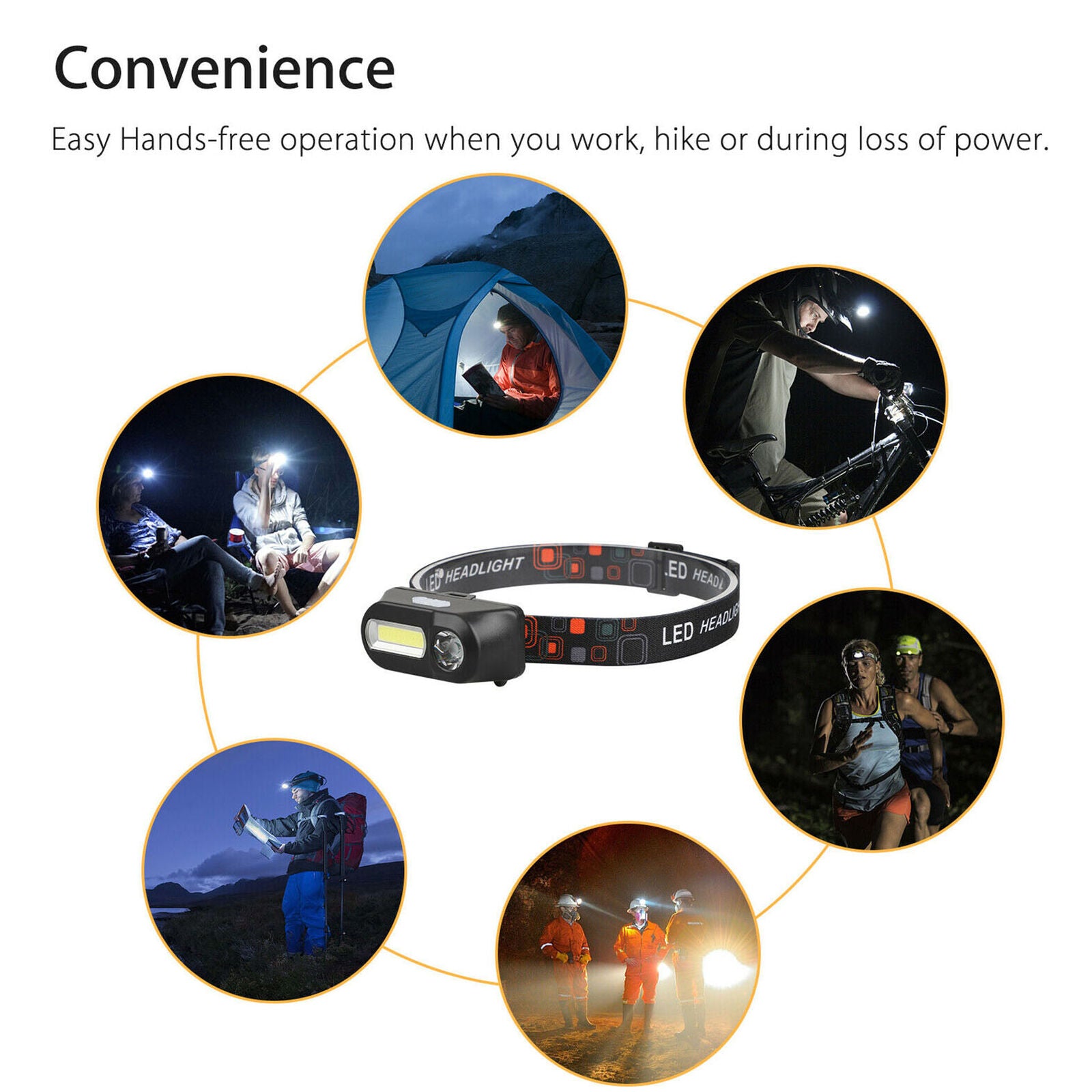 USB Waterproof Rechargeable LED Headlamp Headlight Head Lamp Torch Flashlight
