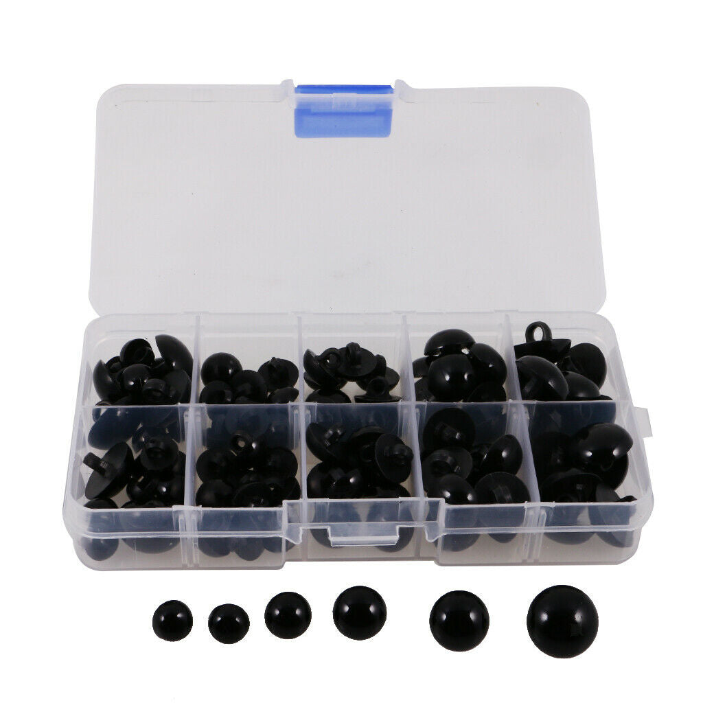 Black Round Buttons - For Plush Toys Eyes Nose Sewing - for DIY Sewing Animal