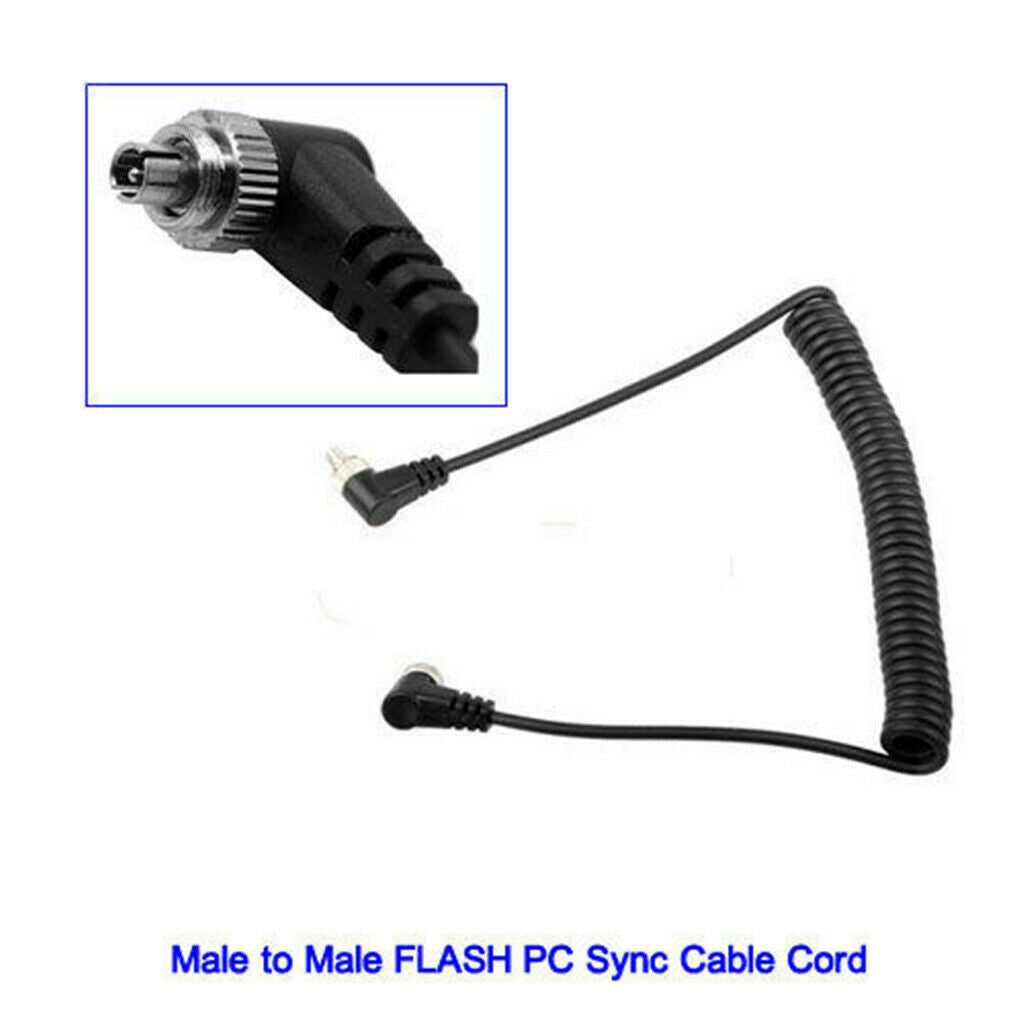 Male to Male Flash PC Sync Cable with Screw Lock for Canon Nikon 1m/3.3ft