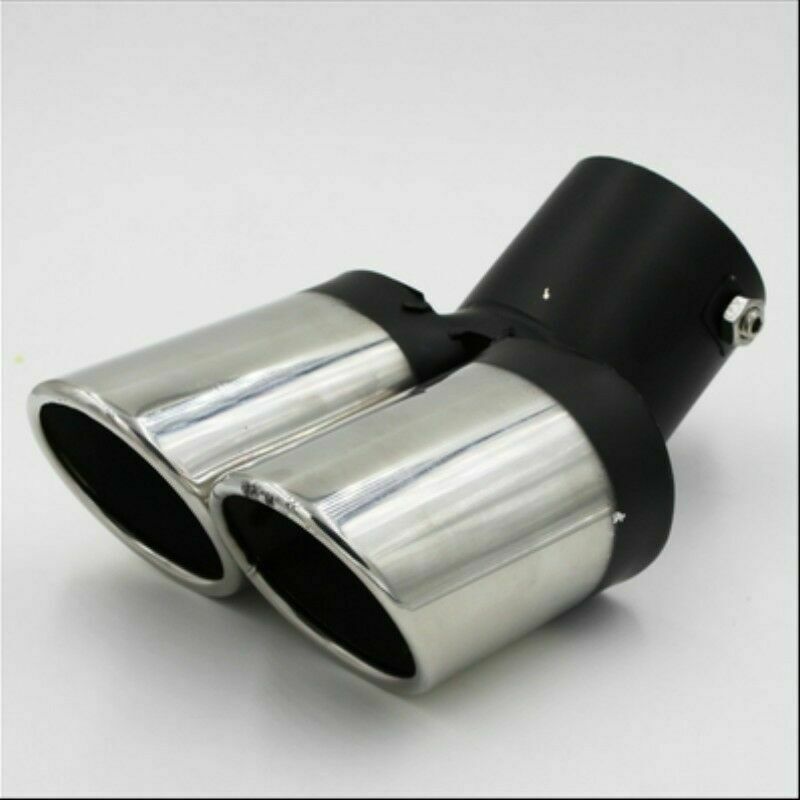 63mm Car SUV Modification Grilled Stainless Steel 2 Dual Pipe Exhaust Pipe Cover