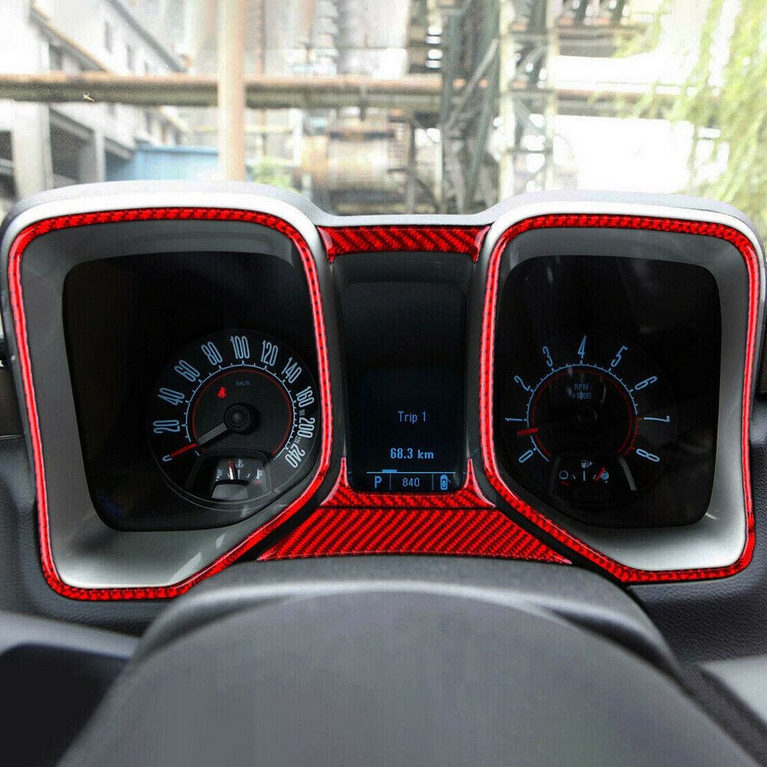Carbon Fiber Instrument Speedometer Cover Trim Frame Fit for Camaro 2010 to 2015