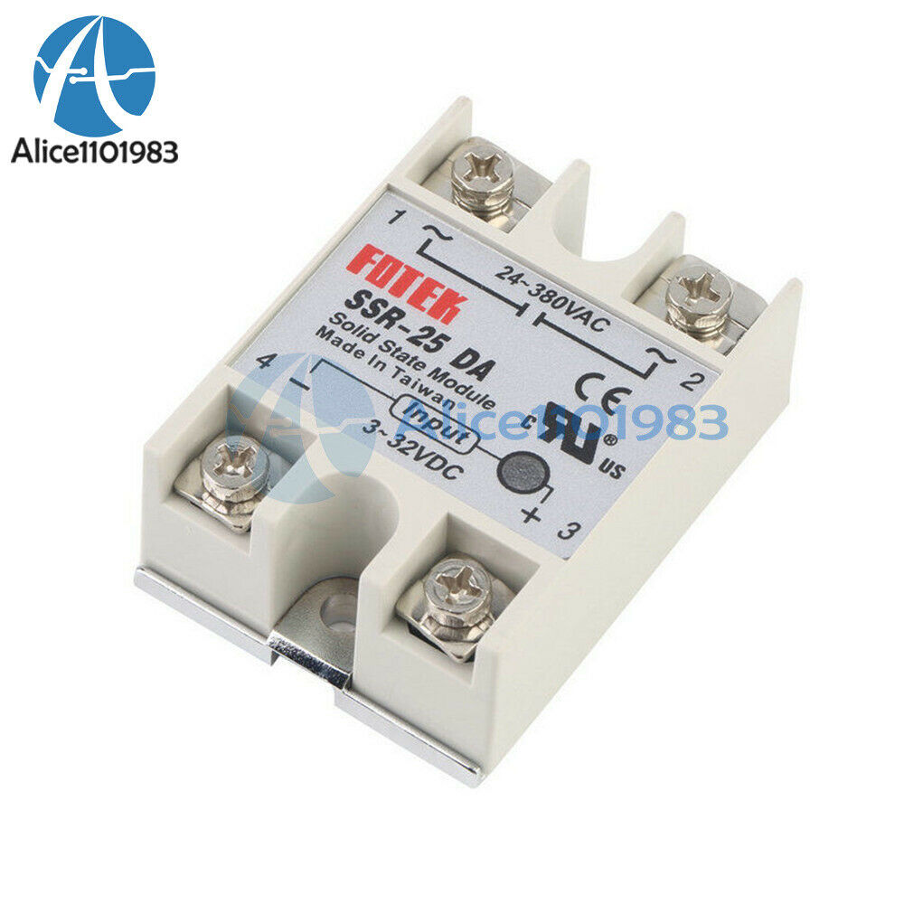 5PCS SSR-25DA 25A Solid State Relay PID Temperature Controller Output 24V-380V
