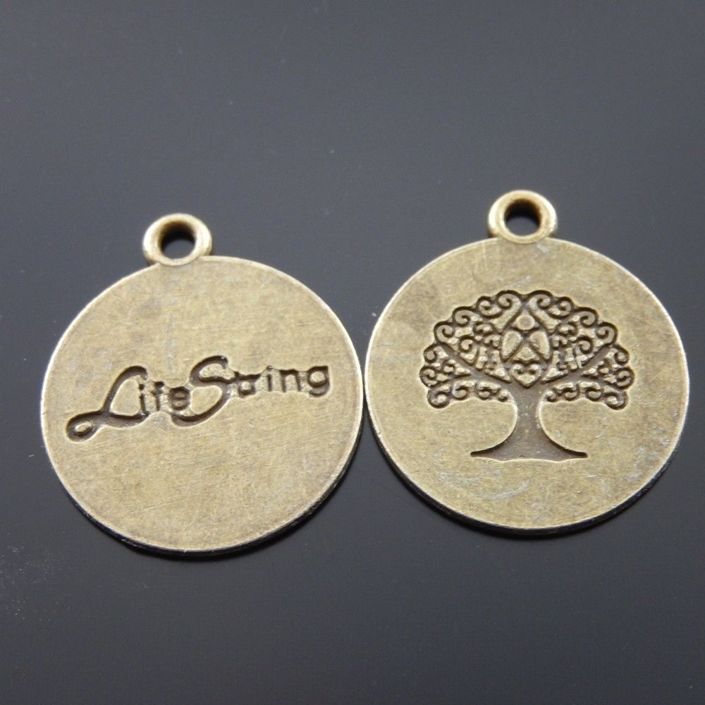 20 pcs Antiqued Bronze Life Tree Tag Charm Alloy For Bracelet Pendant DIY 19*1mm