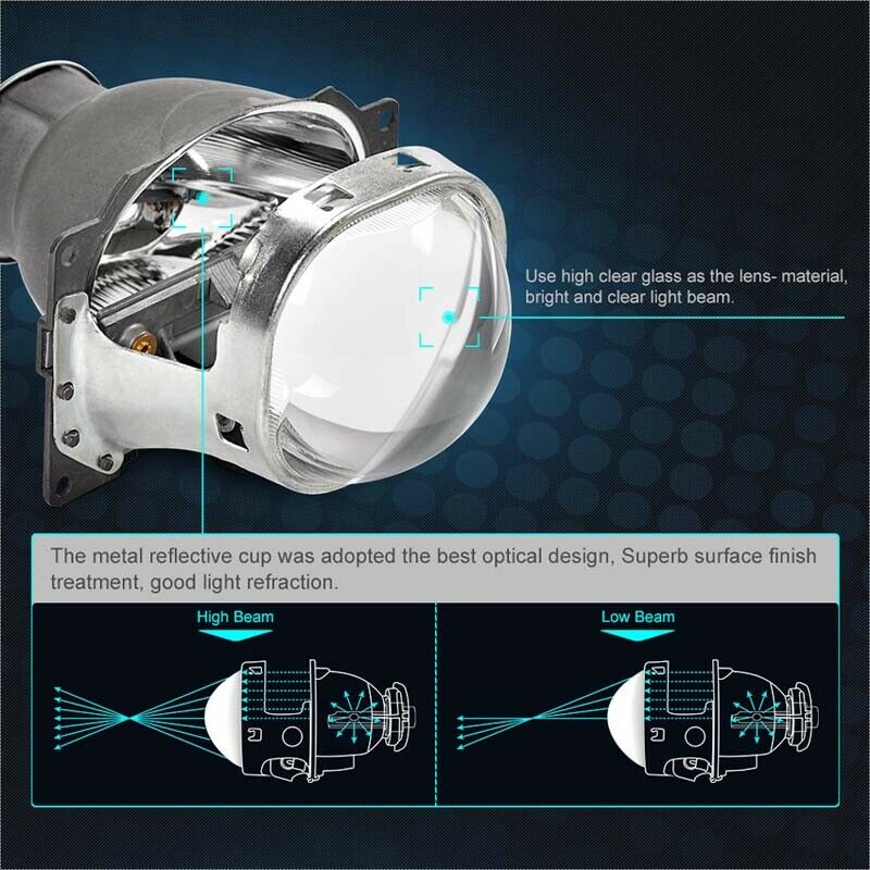 3.0 Inch Q5 H7 HID Xenon LED Headlight Bi Xenon Full Metal Projector Lens for A7