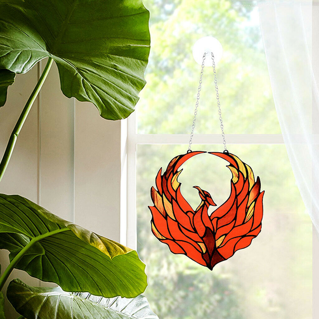 Phoenix Birds Stained Glass Acrylic Art Suncatcher Outdoor Windows Hanging