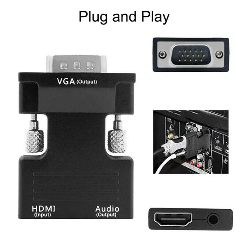 VGA Cable Female HDMI to Male VGA Converter Digital Audio Cable Video Conver DF