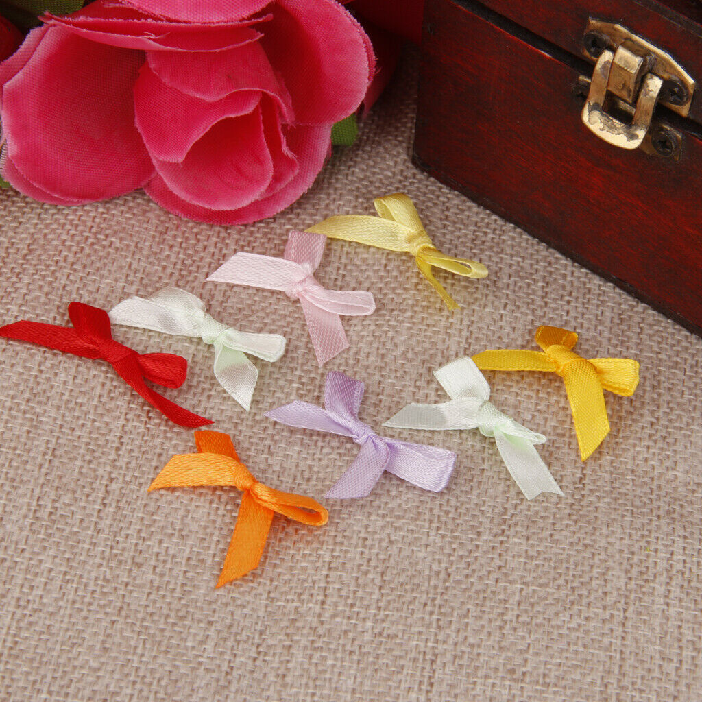 100 Mix Satin Ribbon Bows for Craft Cardmaking Embellishment Sewing Applique