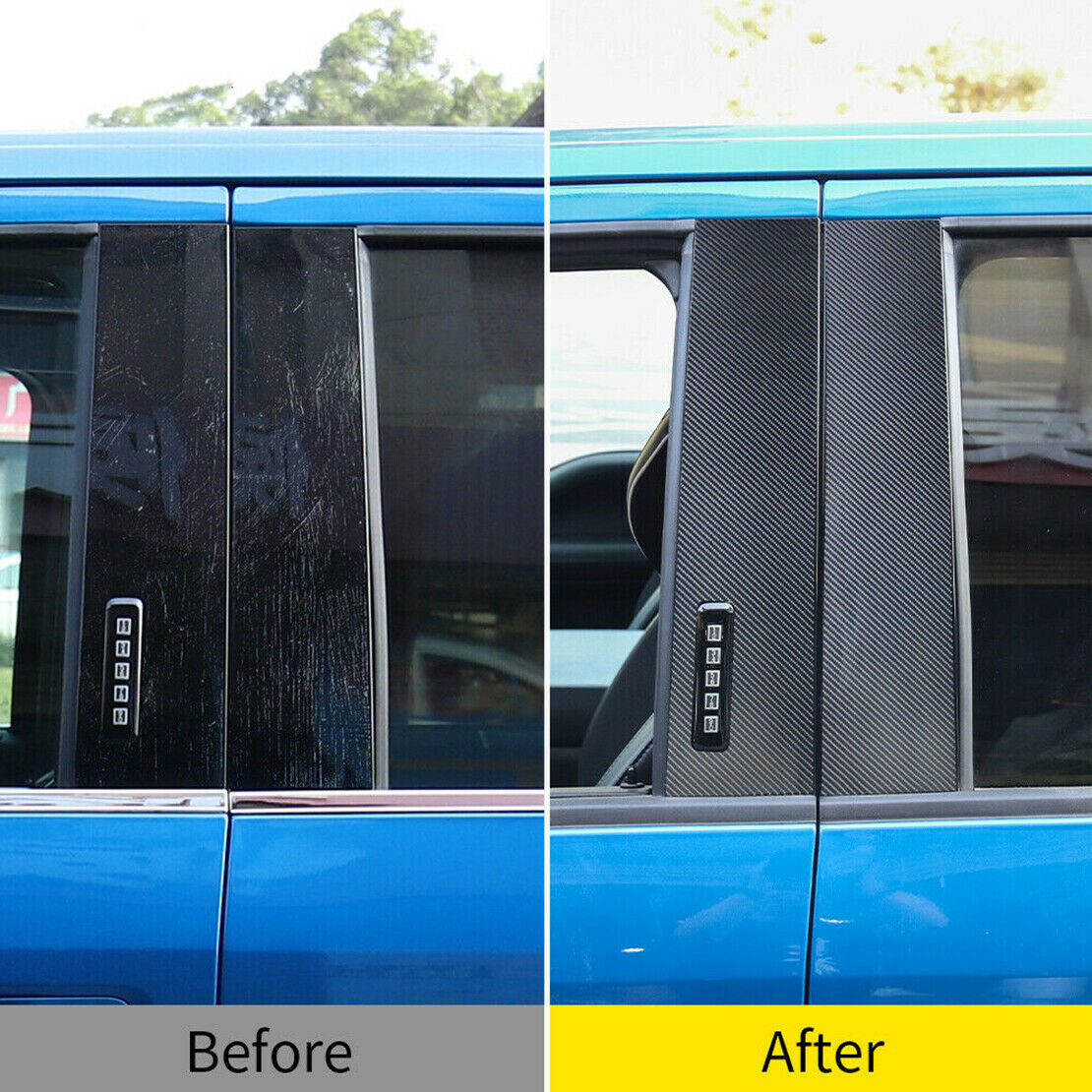 4x Car Carbon Fiber Style B Window Pillar Post Trim Stickers Fit For Ford F150