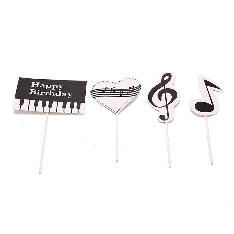 1set Piano Music Theme Cake Topper Happy Birthday Cupcake Topper Party Su.l8