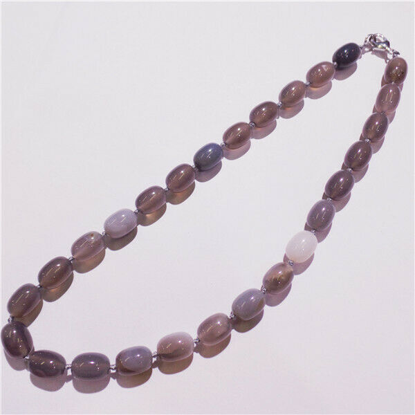 1 Strand 14x10mm Unisex Natural Gray Agate Barrel Beads Handmade Necklace HH9220