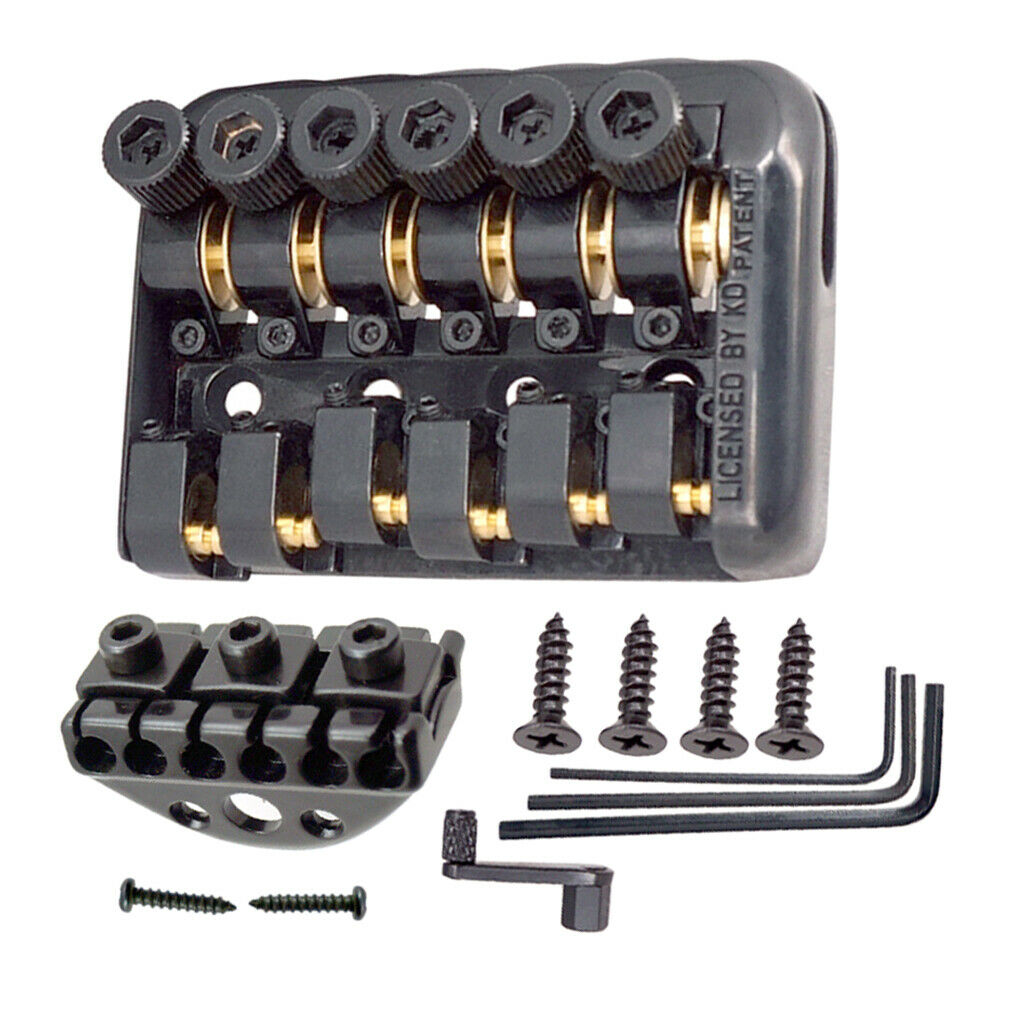 1 Set New 6 String Headless Guitar Bridge Tailpiece Roller Saddle Parts Accs