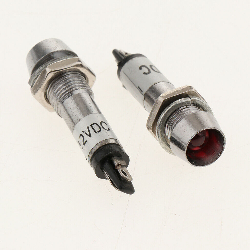 4 Pieces 12V DC 8mm LED Metal Power Indicator Signal Lights Lamps Bulb Red