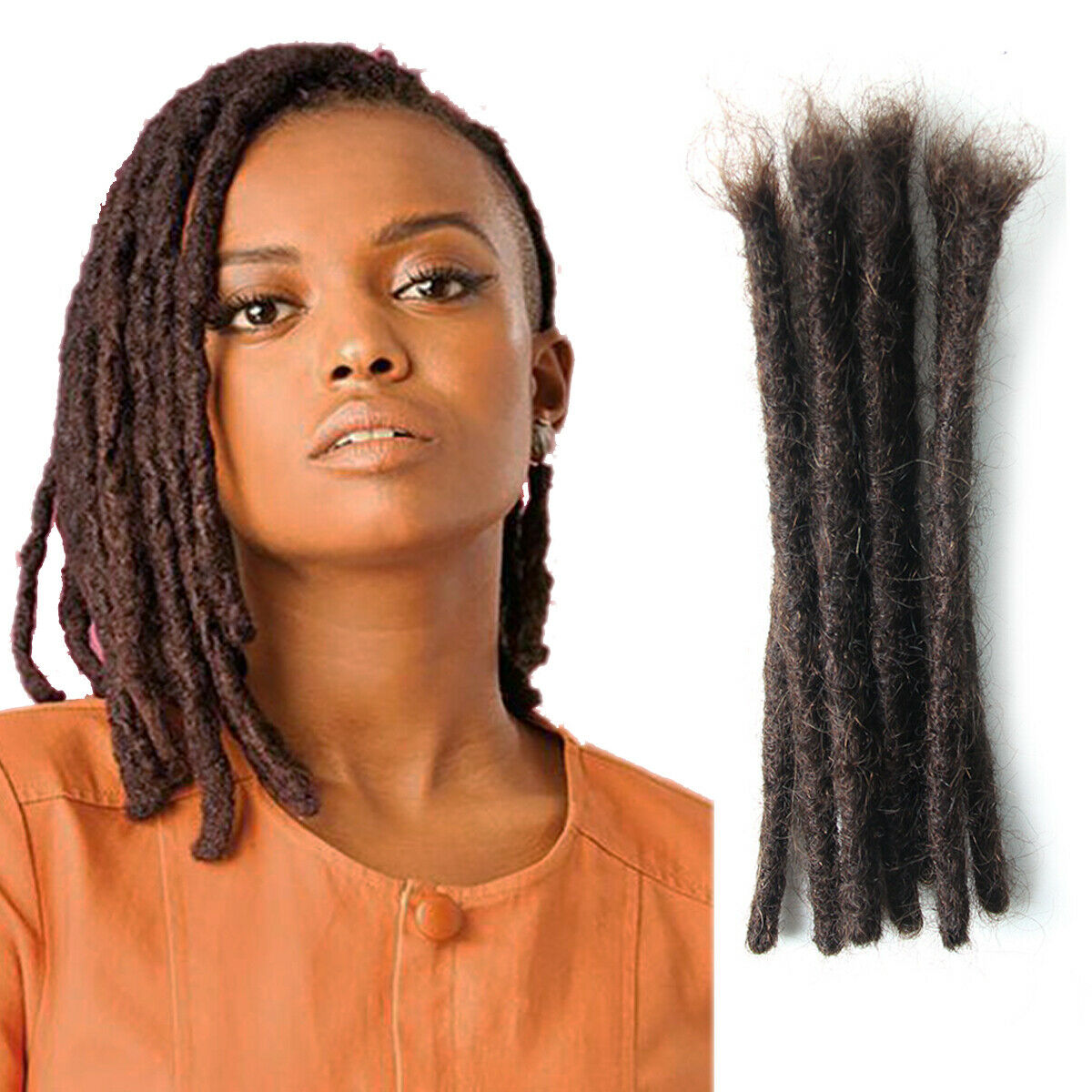 New 10PCS Short 8" 100% Human Hair Dreadlocks for Men Crochet Braids Dreads Locs