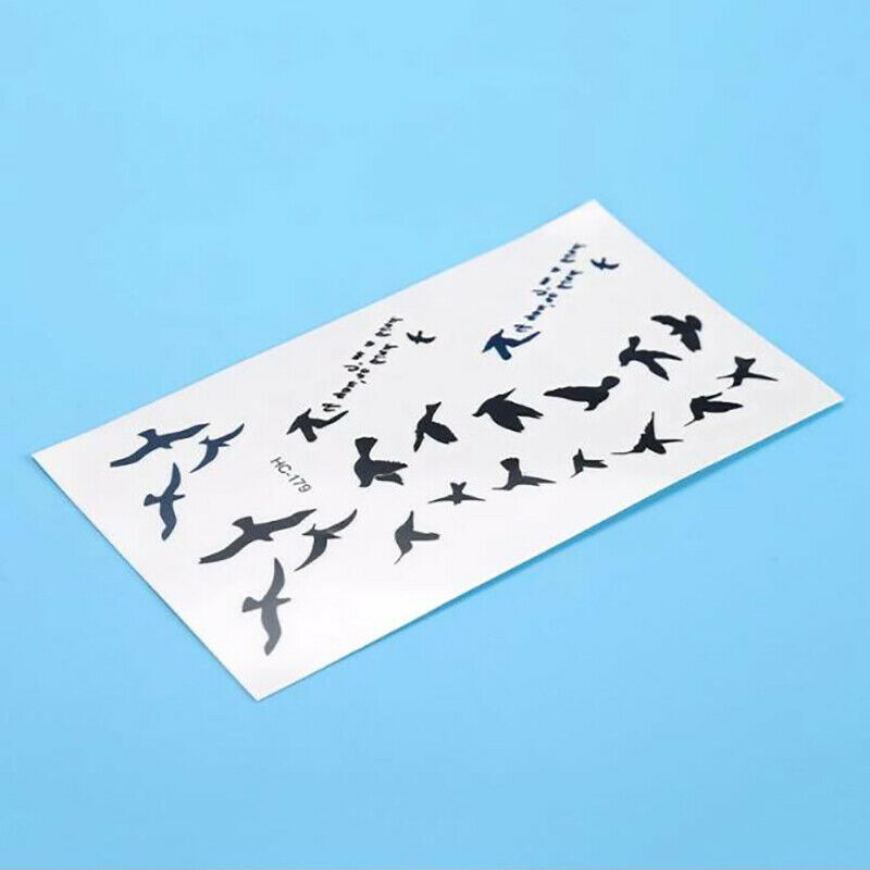 10Pcs/Set Unisex Waterproof Black Bird Shape Disposable Temporary Tattoo StiFCA