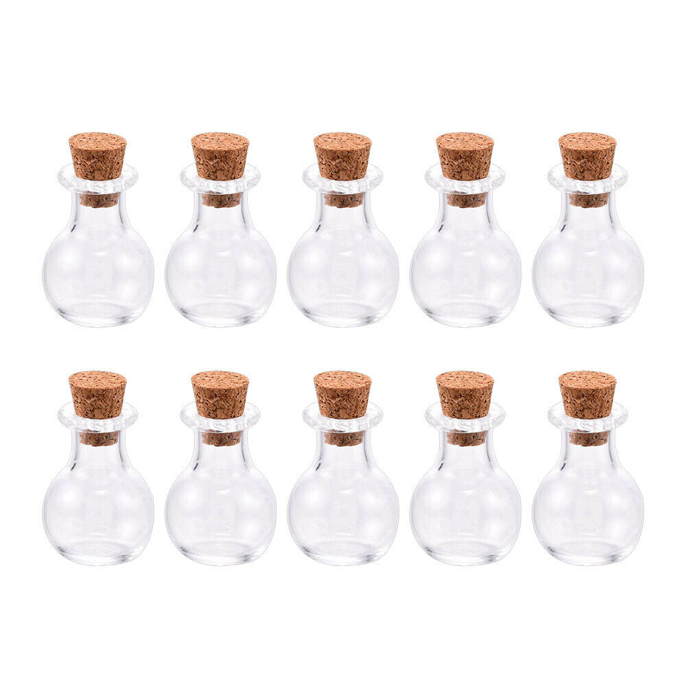 Lot 10Pcs Small Glass Vials With Cork Stopper Tiny Bottles Little Empty Jars