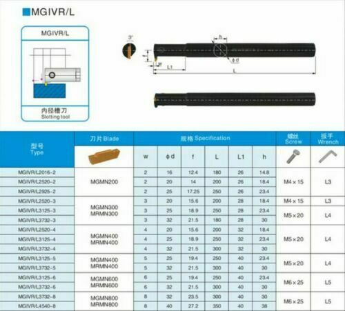 Left hand MGIVL2016-3 Grooving Cut-Off Tool Holder Boring Bar FOR MGMN300 Insert
