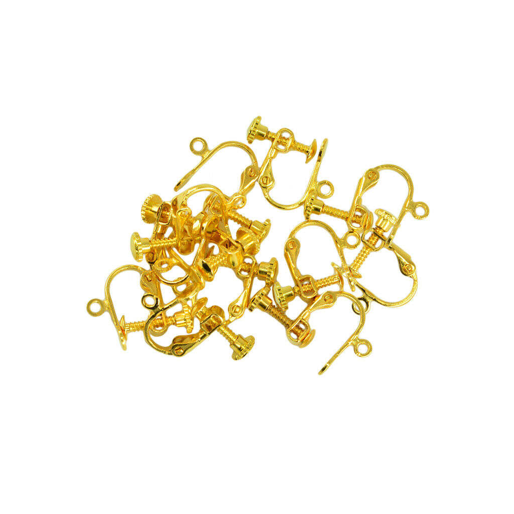 70pcs Retro Brass Clip On Screw Back Earring Open Loop & Ball No Piercing