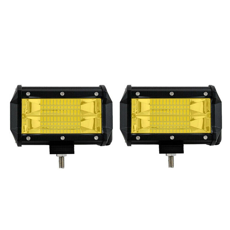 2X 72W Car Doul Row Yellow LED Work Light Off-road Maintenance Headlight Foglamp