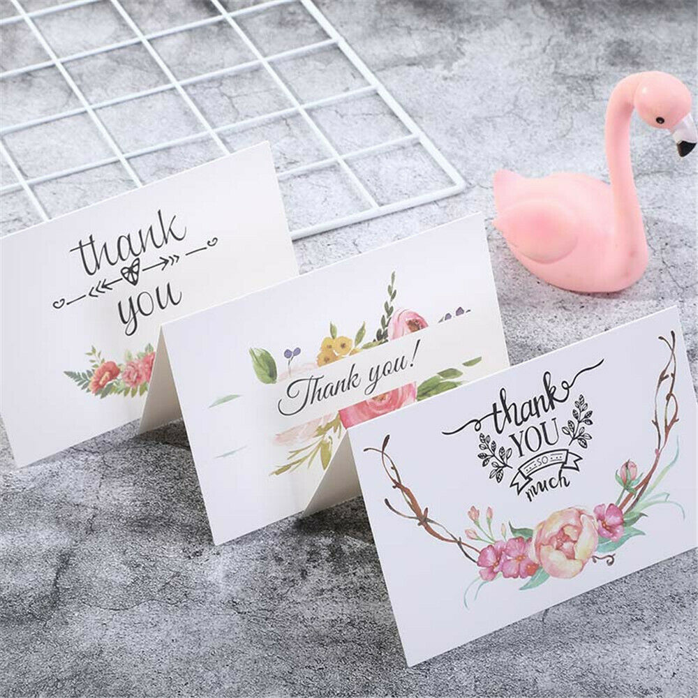 6-pack Floral Paper Greeting Thank You Cards with Envelopes Birthday Wedding