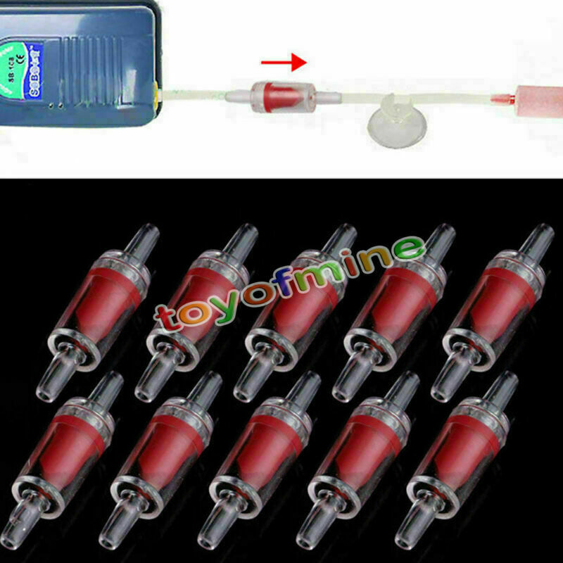 10 pcs Aquarium One Way Check Valve Non-Return Fish Tank Air Pump CO2 System Red