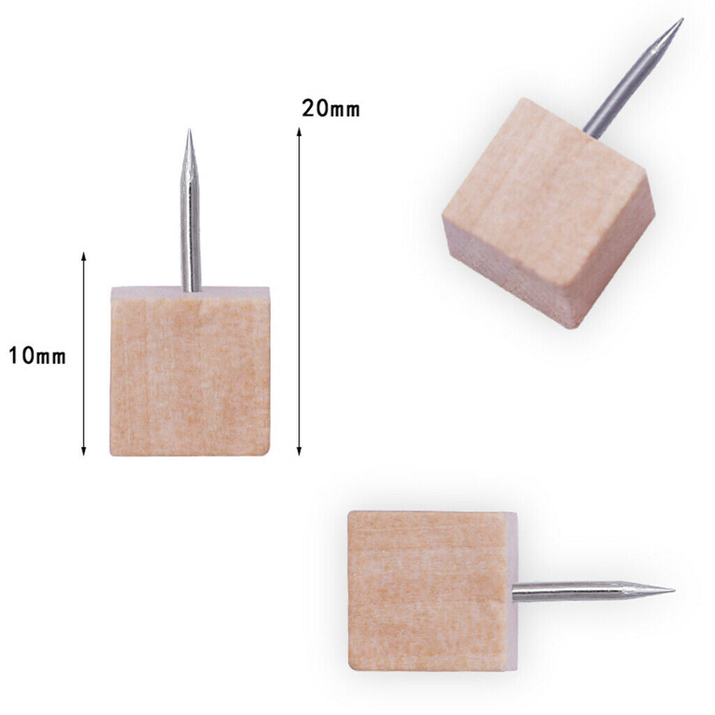 50pcs Push Pins Wood Wooden Thumb Tacks for Cork Boards Map Photo Calendars