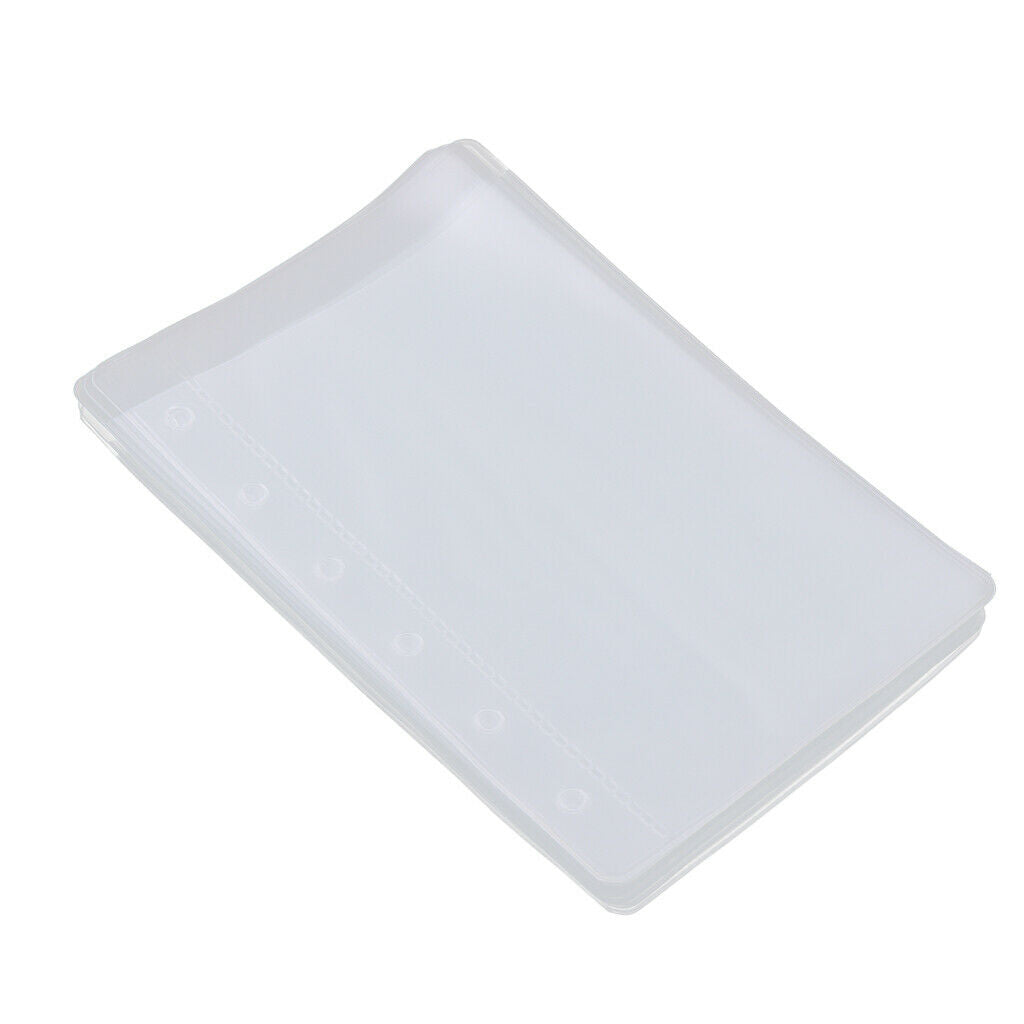 10pcs Clear Binder Pockets 6 Rings Binder Pages Plastic Protector Sleeves A7
