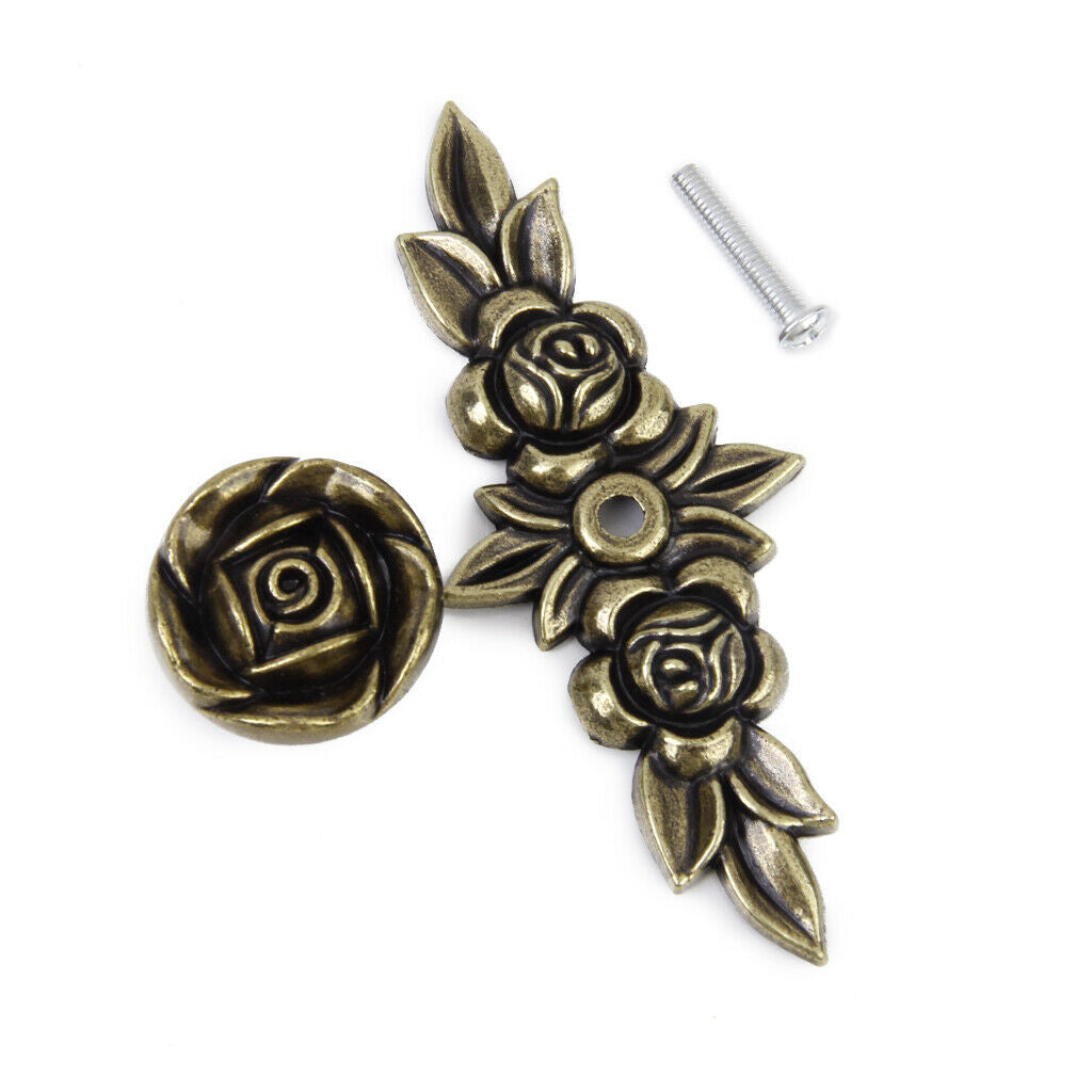 Retro Rose Furniture Handle Drawers Knob for Kitchen Cabinet Door Cupboard