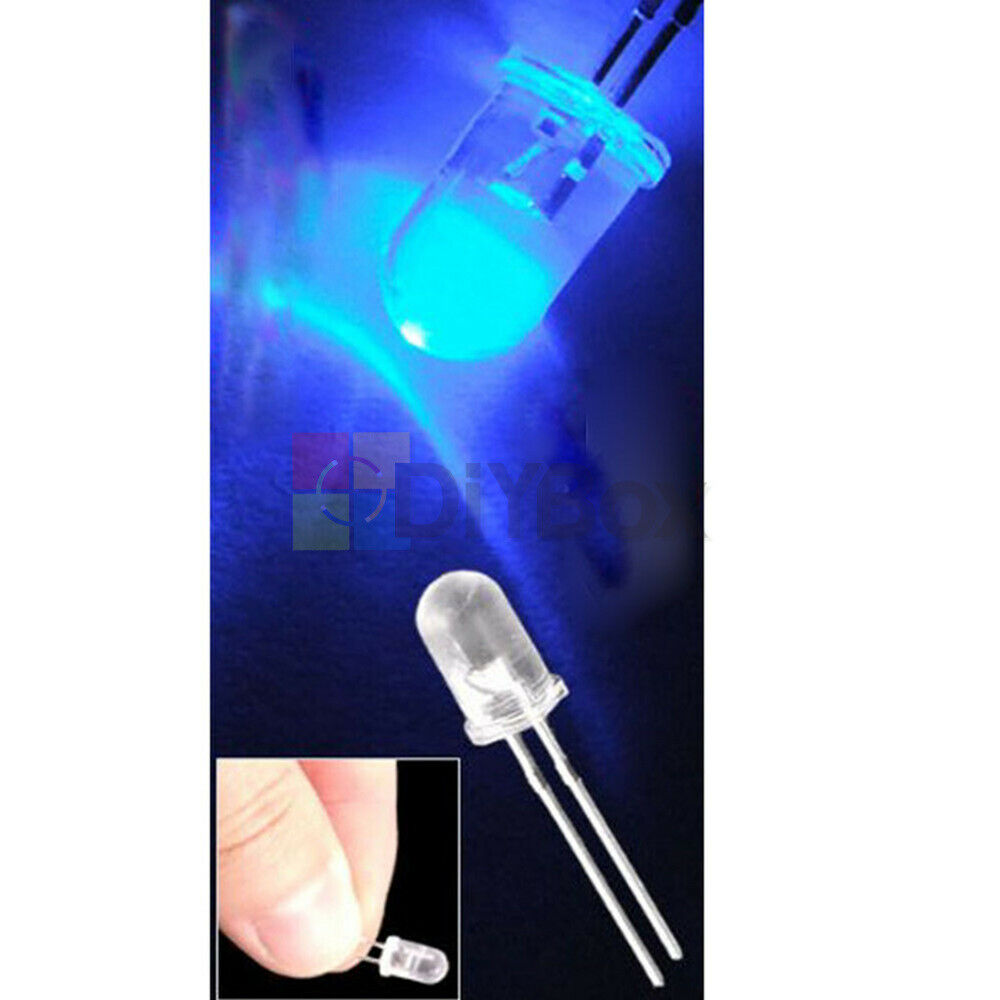 100PCS 5mm Blue Round High Power Super Bright Water Clear LED Leds Lamp Bulb