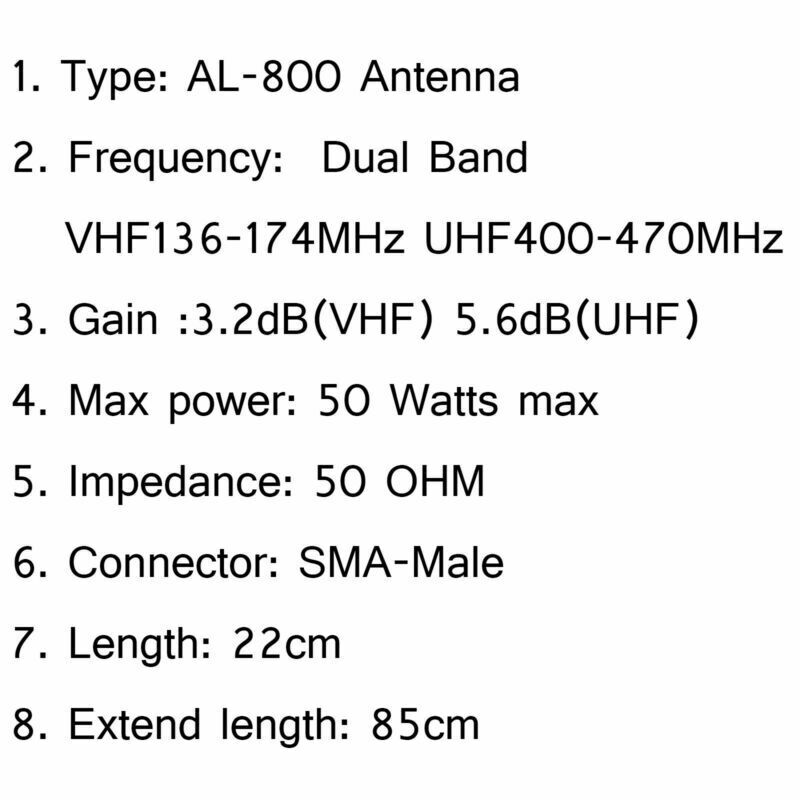 1xAL-800 High Gain Dual Band Extendable Antenna SMA-Male For Icom Yaesu Radio