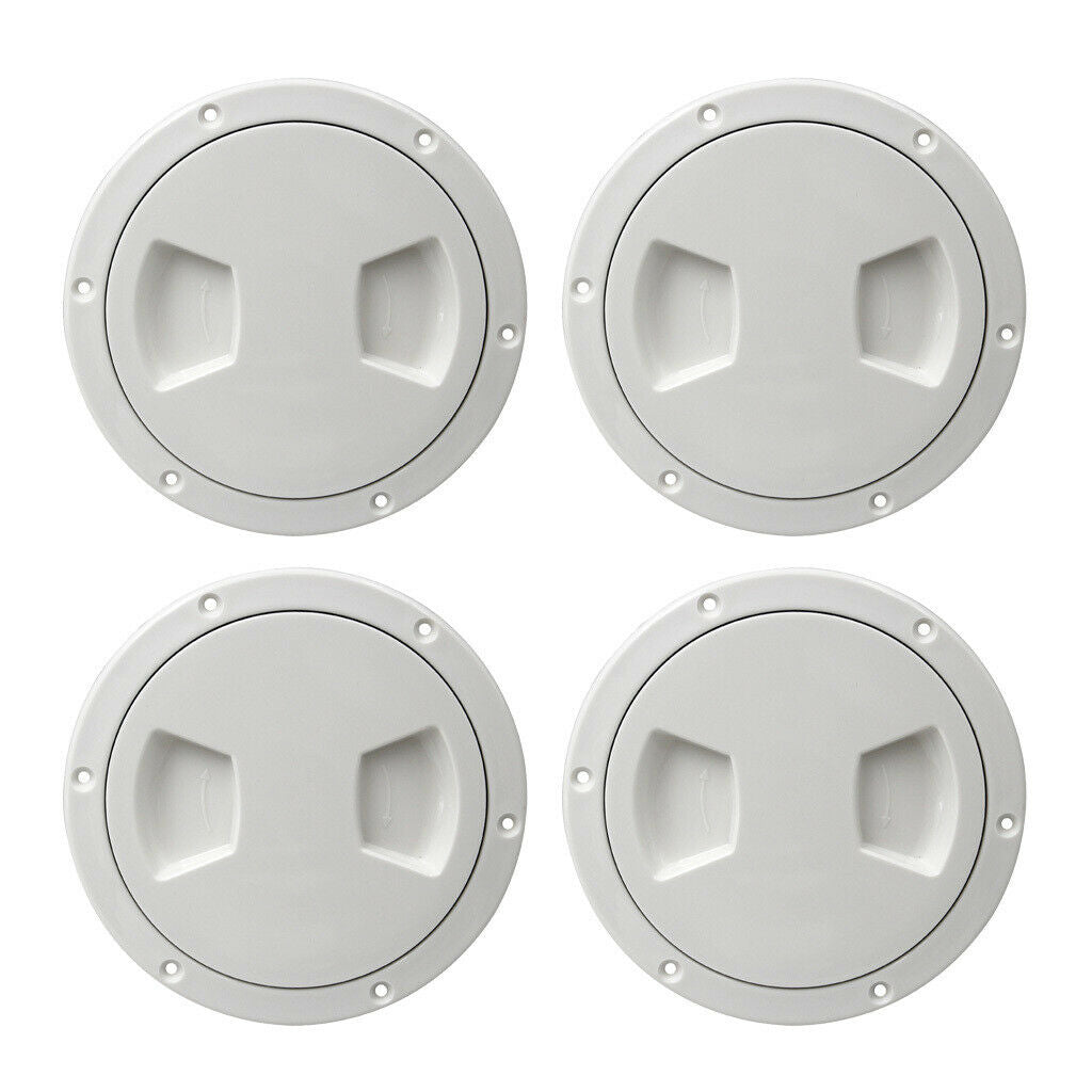 4X Marine Boat RV White 5" Access Hatch Cover Twist Out Deck Plate Screws