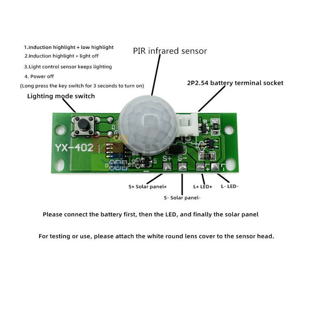 3.7V Human Body Infrared Sensor Solar Circuit Board Light Lamp Control Module