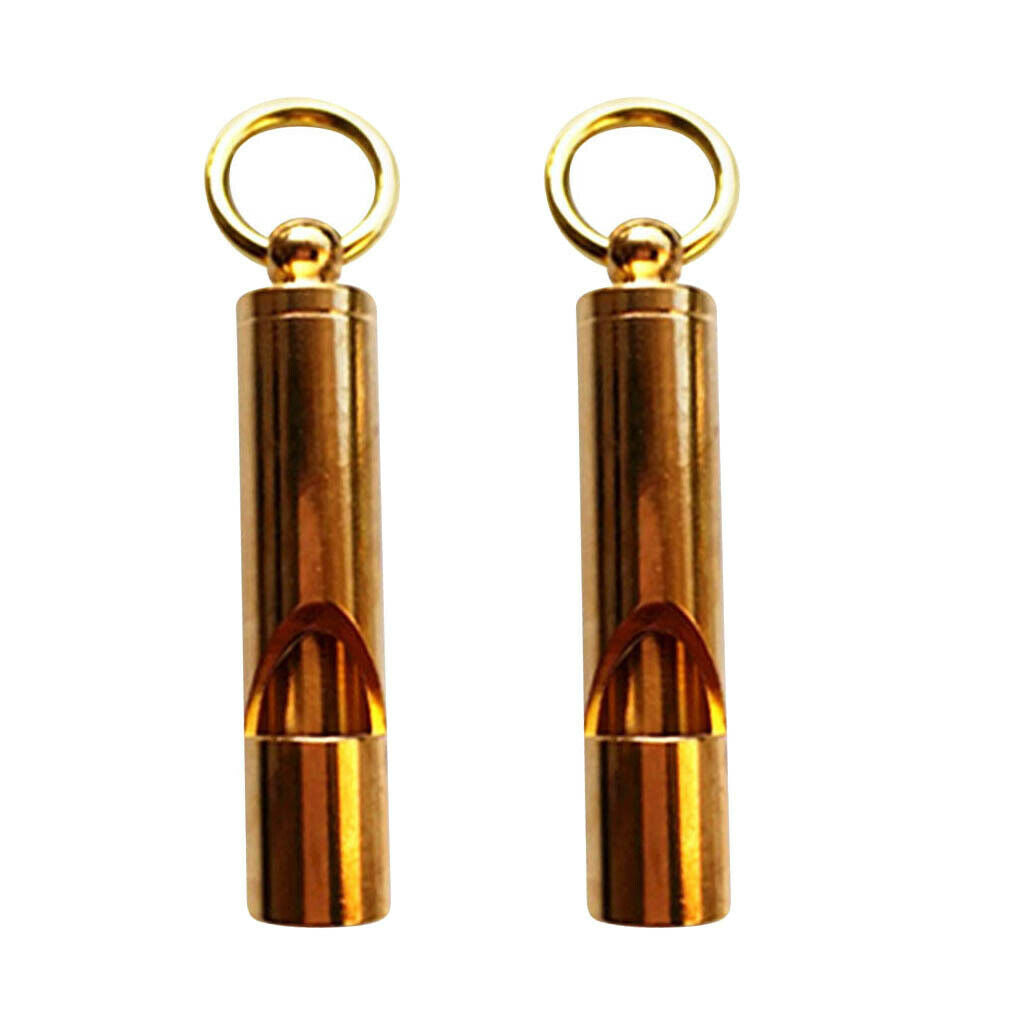 2Pcs Durable Soild Brass Safety Whistle for Scuba Diving Camping Outdoor Water