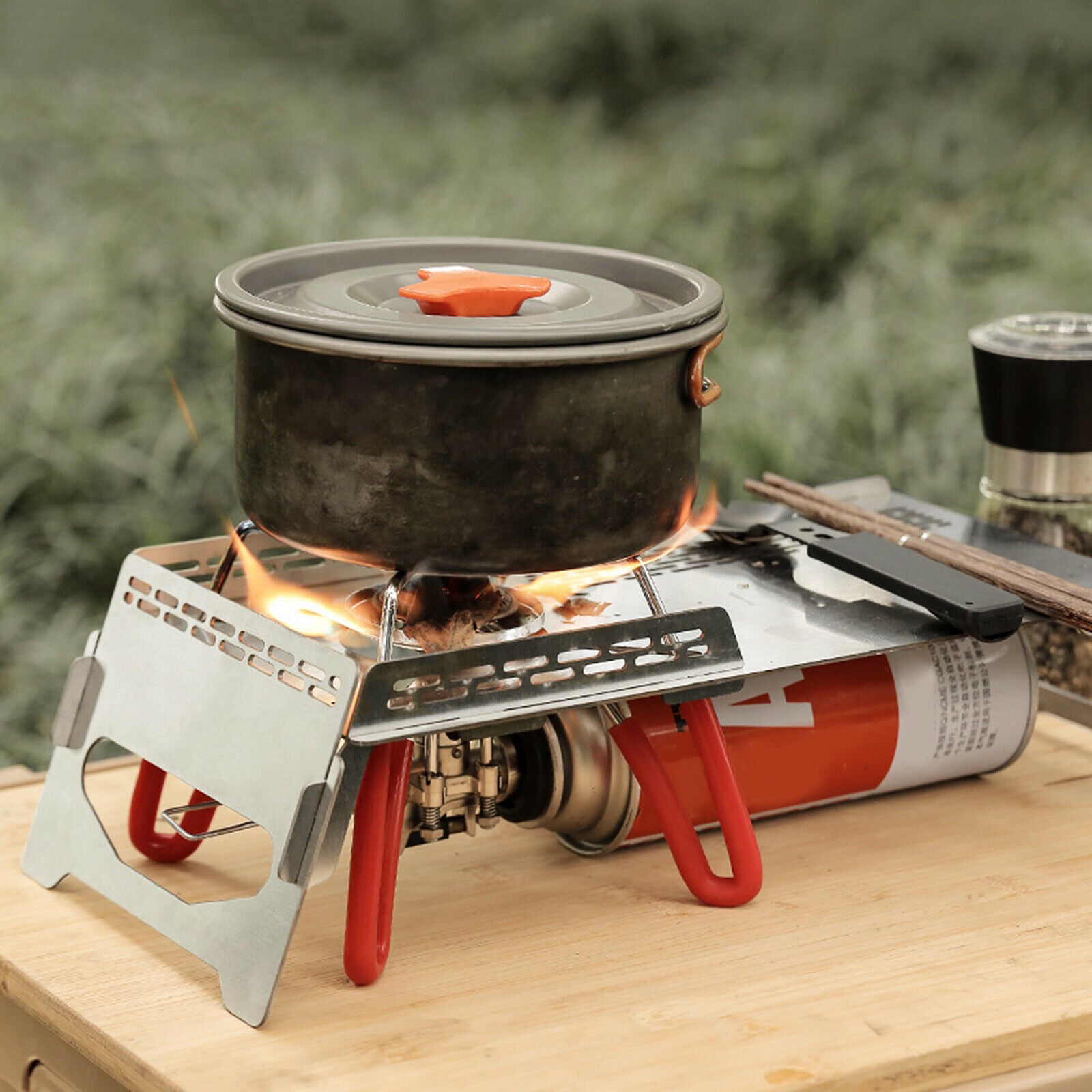 Outdoor Foldable Stove Table Camp Windproof Stand Cooking Station For Hiking