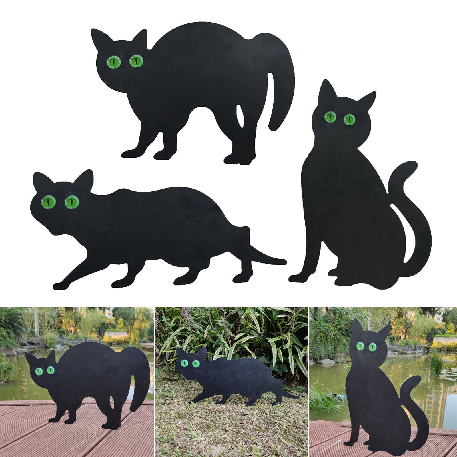Garden Scare Cats Halloween Cat Yard Decor Outdoor Scarecrow Cat Repellent