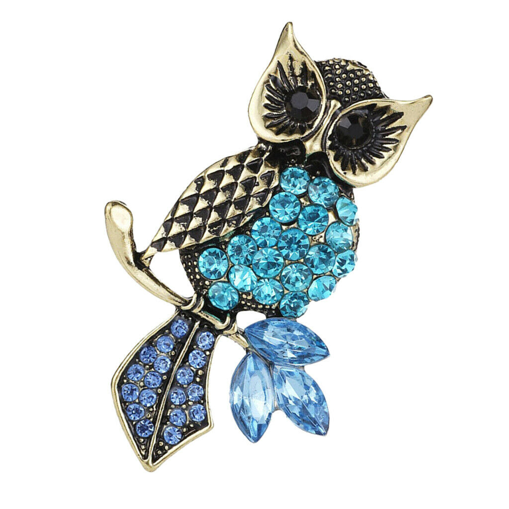 Lovely Owl Brooch Pin Crystal Breastpin Rhinestones Bird Wedding Banquet