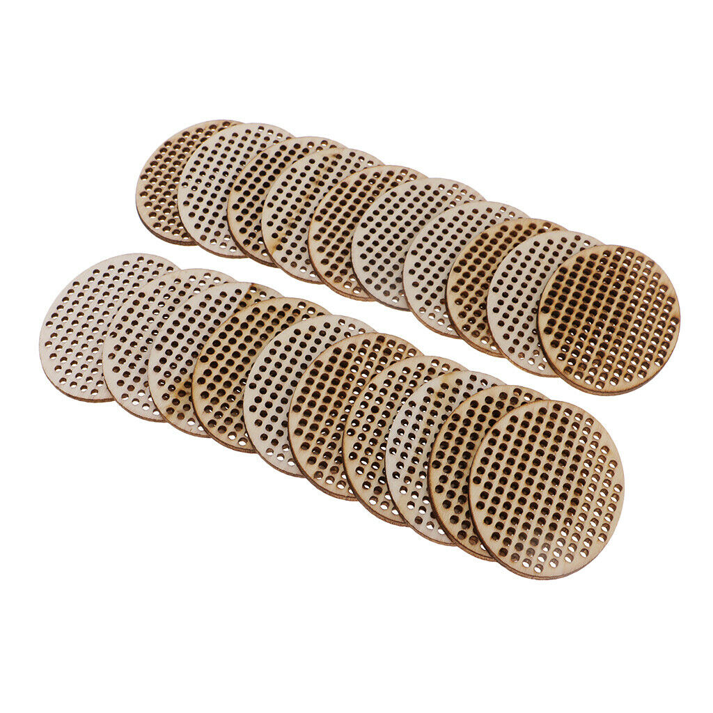40Pcs Unfinished Hollow Oval Round Wood Coin Pendants for Home DIY Birthday