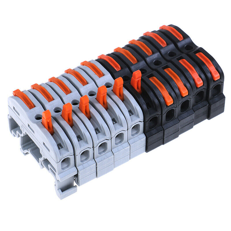 10set LAS--211 1 Pin Din Rail Compact Cable Wiring Connector Terminal Bl GwY1