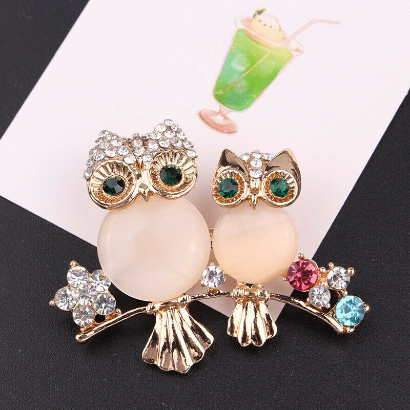 Cute Crystal Owl Animal Corsage Banquet Decoration Women Brooch Pin Jewelr.l8
