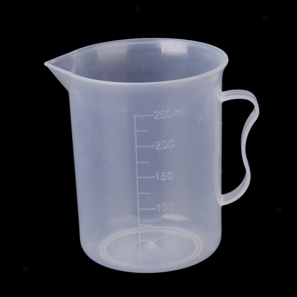 250ml Plastic Clear Graduated Measuring Cups Beakers Container for Lab, Kitchen,