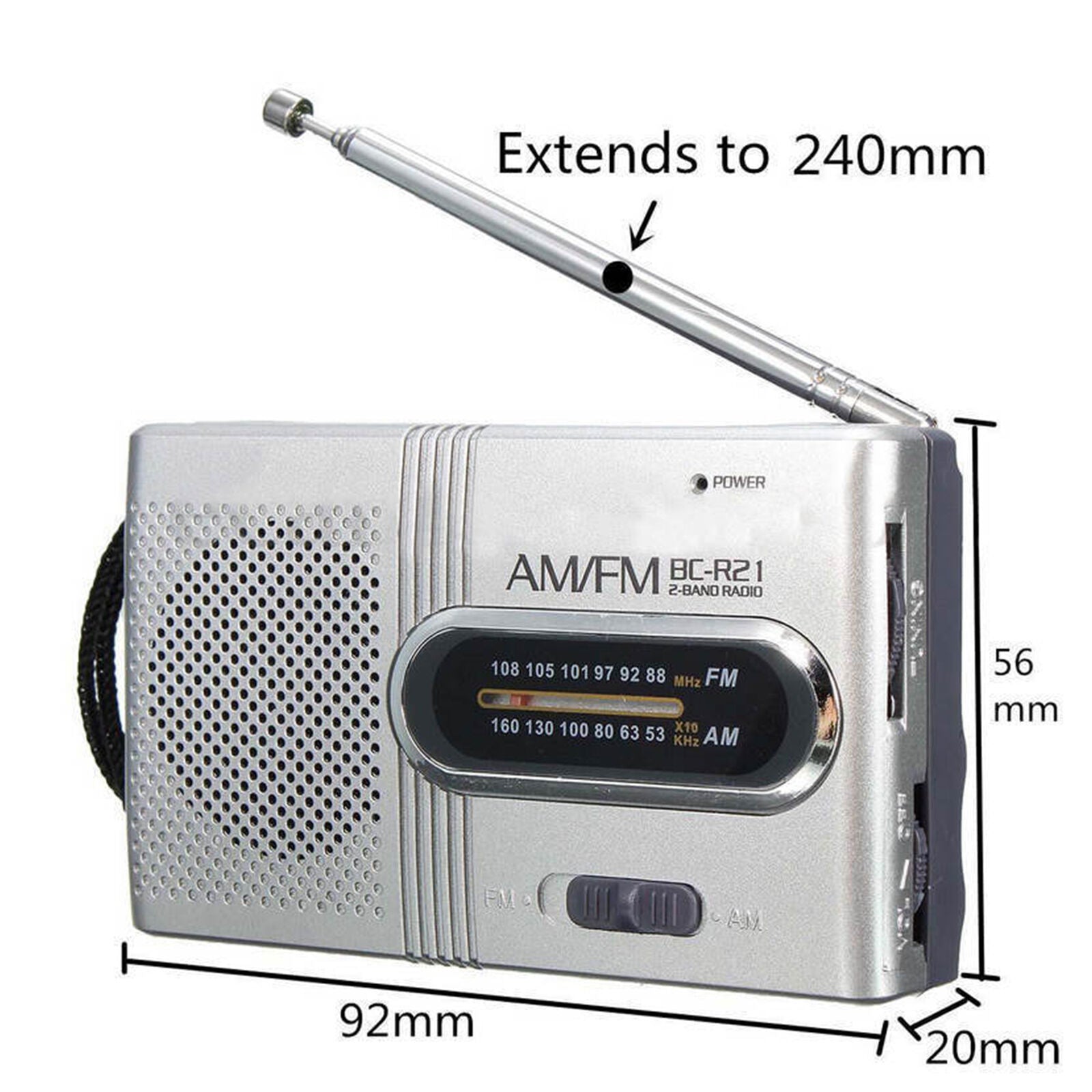 Mini Portable Pocket AM/FM Telescopic Antenna Battery Powered Radio Receiver