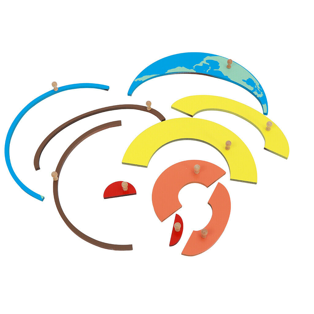 Montessori Geography Material Puzzle Board of Earth's Interior Composition