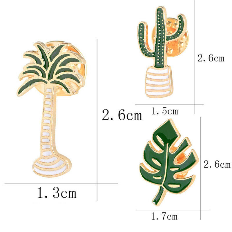 3PCS Enamel Plant Potted Cactus Collar Brooch Pin Badge Clothing Cartoon P.l8