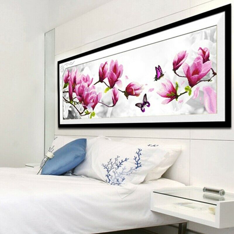 5D Embroidery Butterflies Magnolia Round Diamond Painting Cross Stitch Kits
