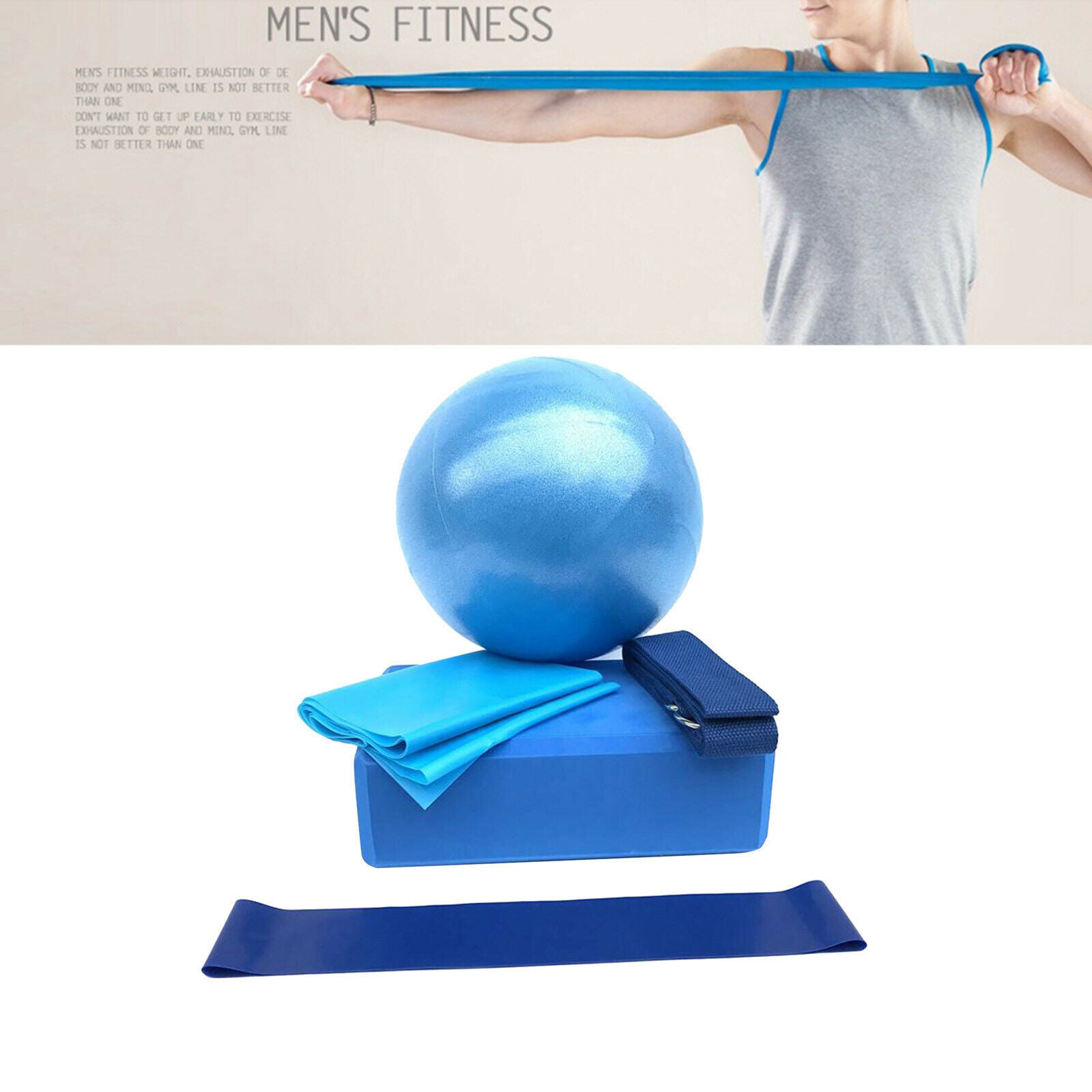 5PCS/Set Yoga Blocks Ball Exercise Fitness Equipment Womens Pilates Kit
